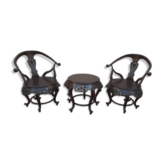 Set 2 armchairs and Chinese coffee table
