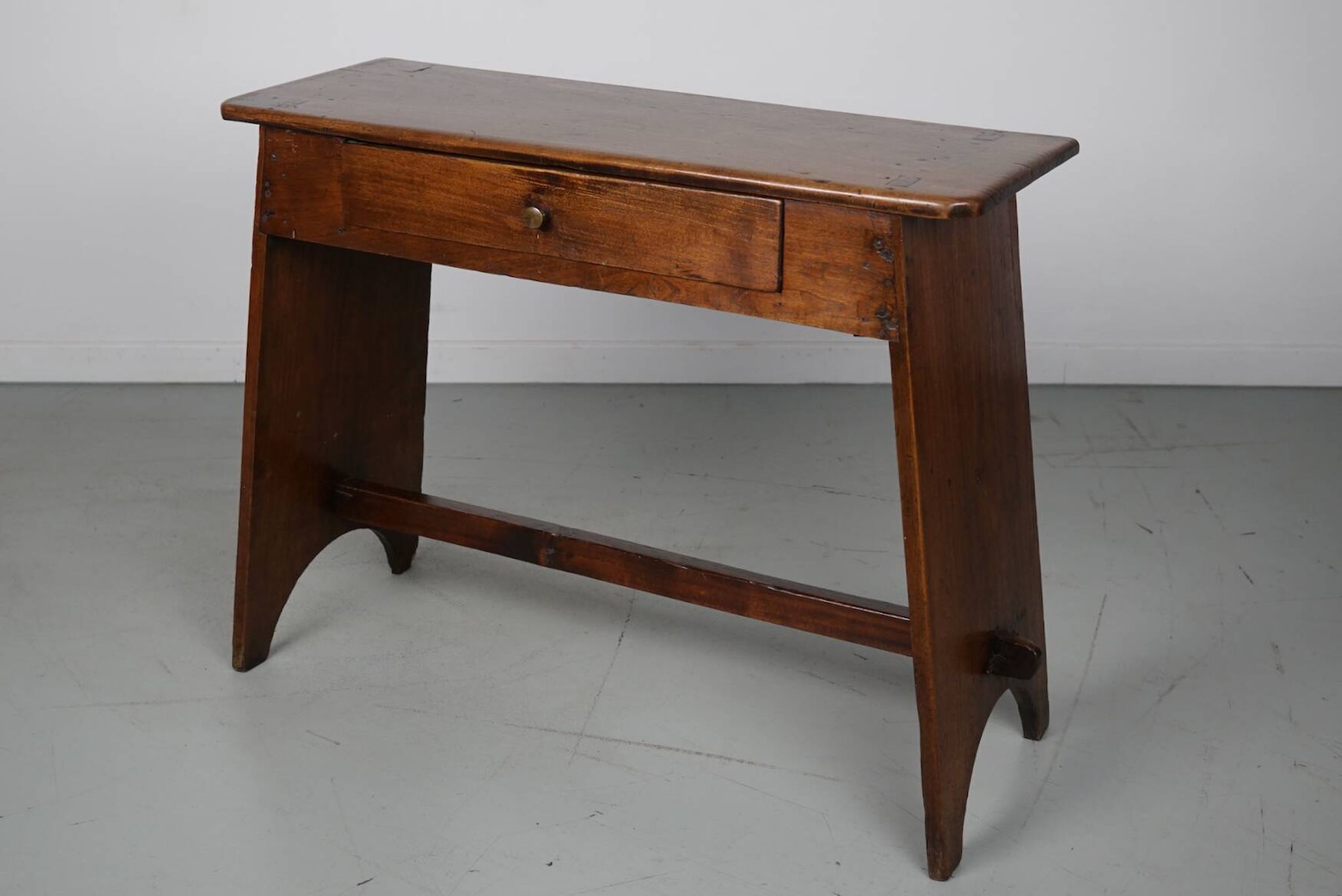 Antique rustic farmhouse fruitwood side table, France, 19th century