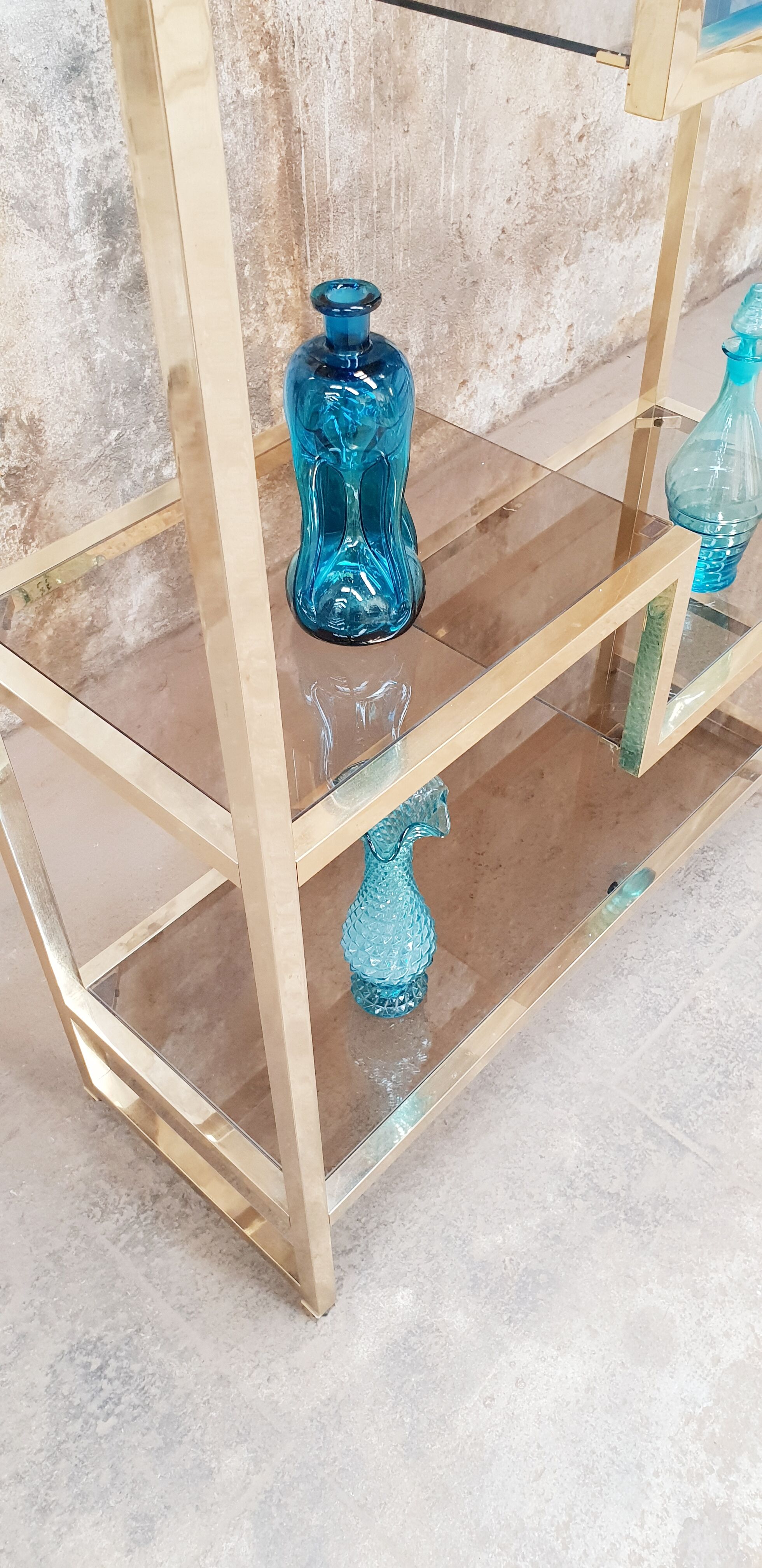 Vintage glazed brass shelf