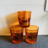 3 orange block spirit glasses