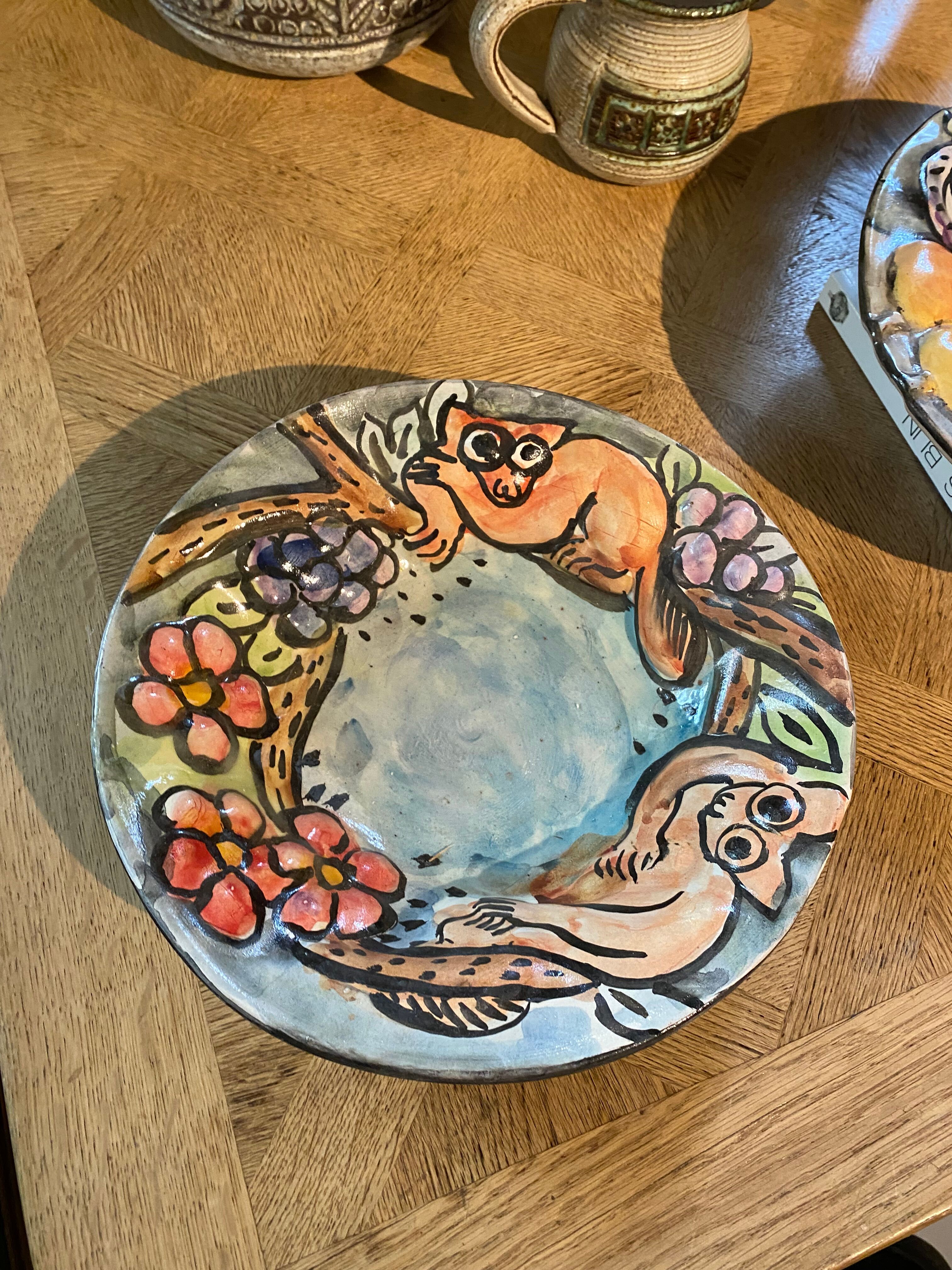 Assiette lémurien artiste contemporaine