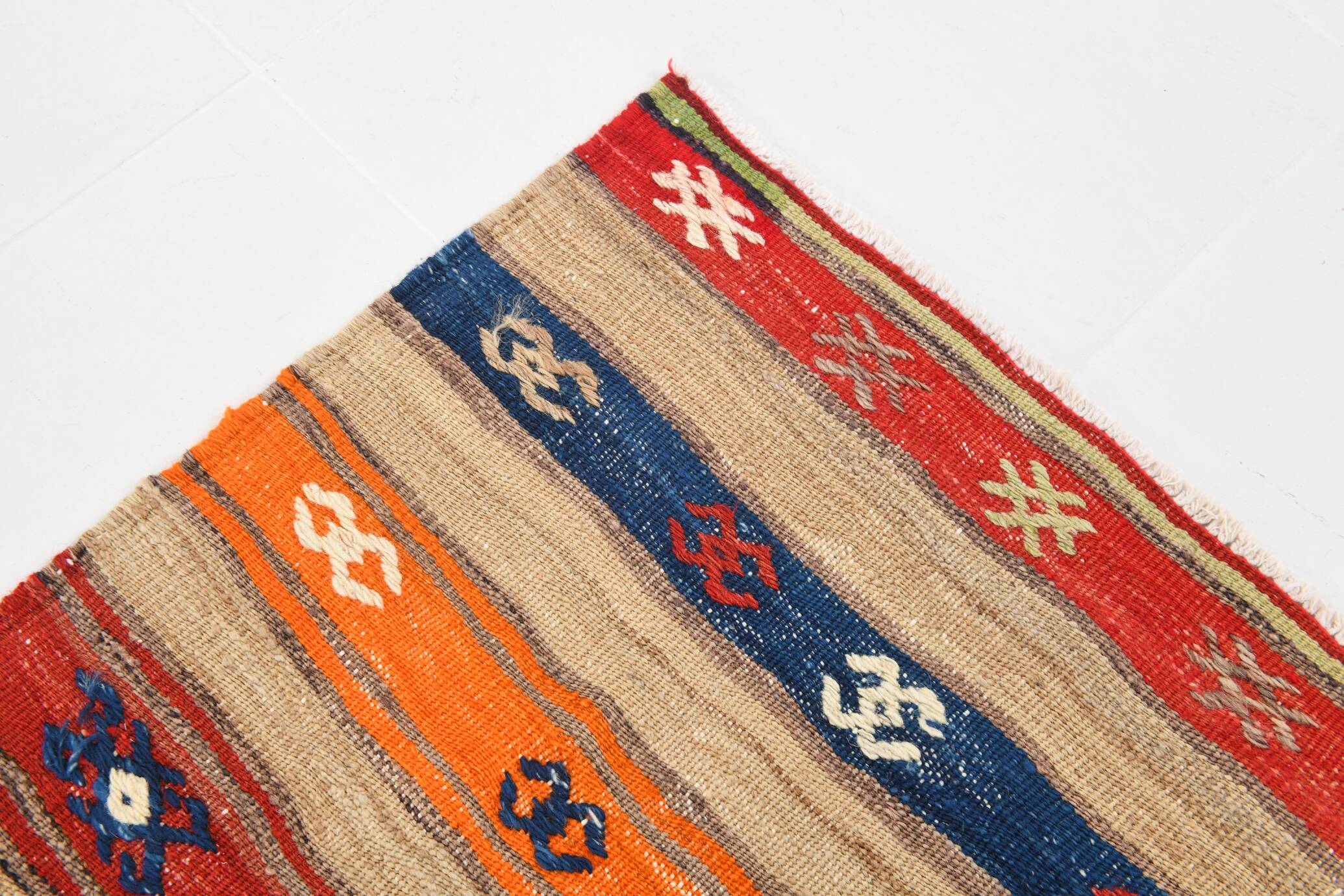 142x231Cm Multicolor Vintage Kilim Rug, Handmade Wool Rug