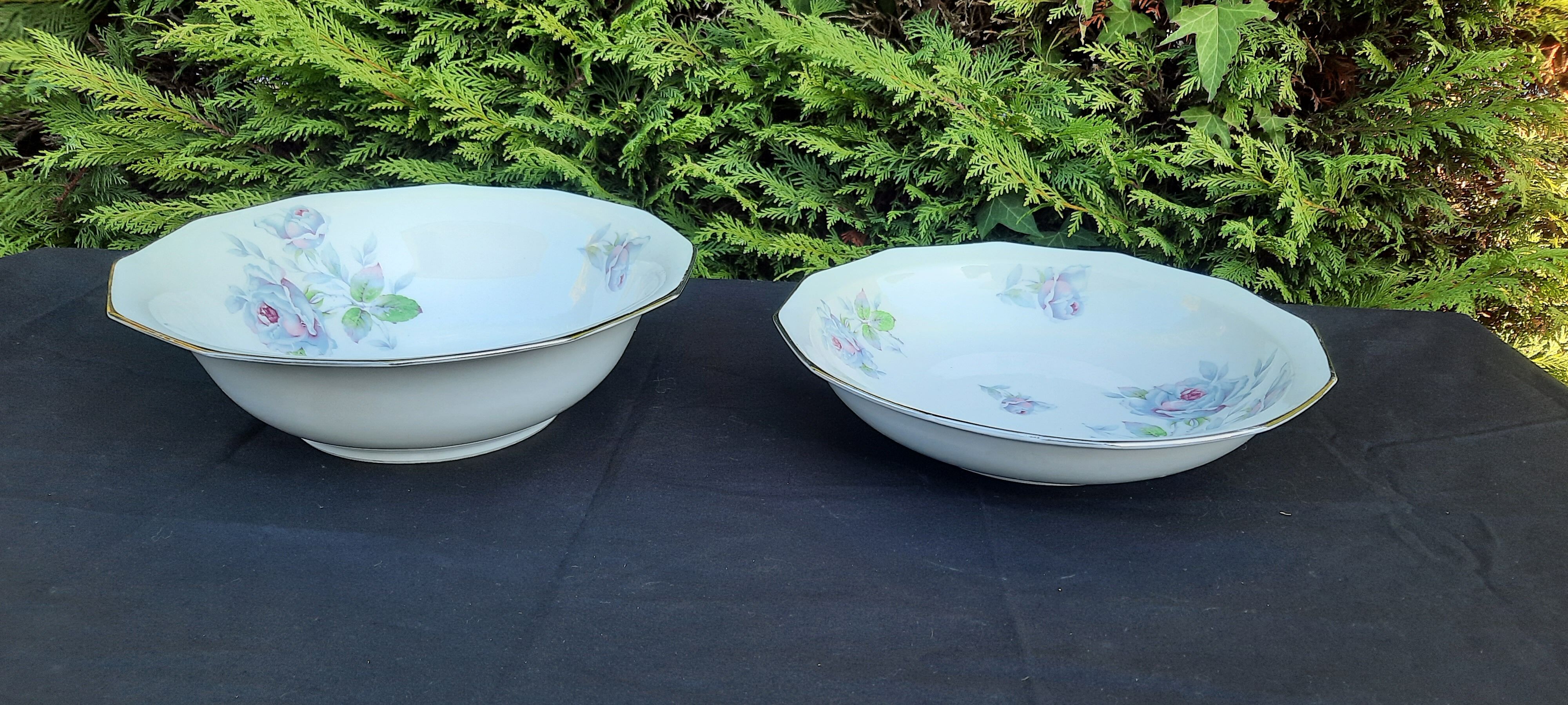 1 bowl and 1 porcelain hollow dish