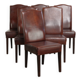 Bel et confortable ensemble de 6 chaises de salle à manger en peau de mouton de style anglais.