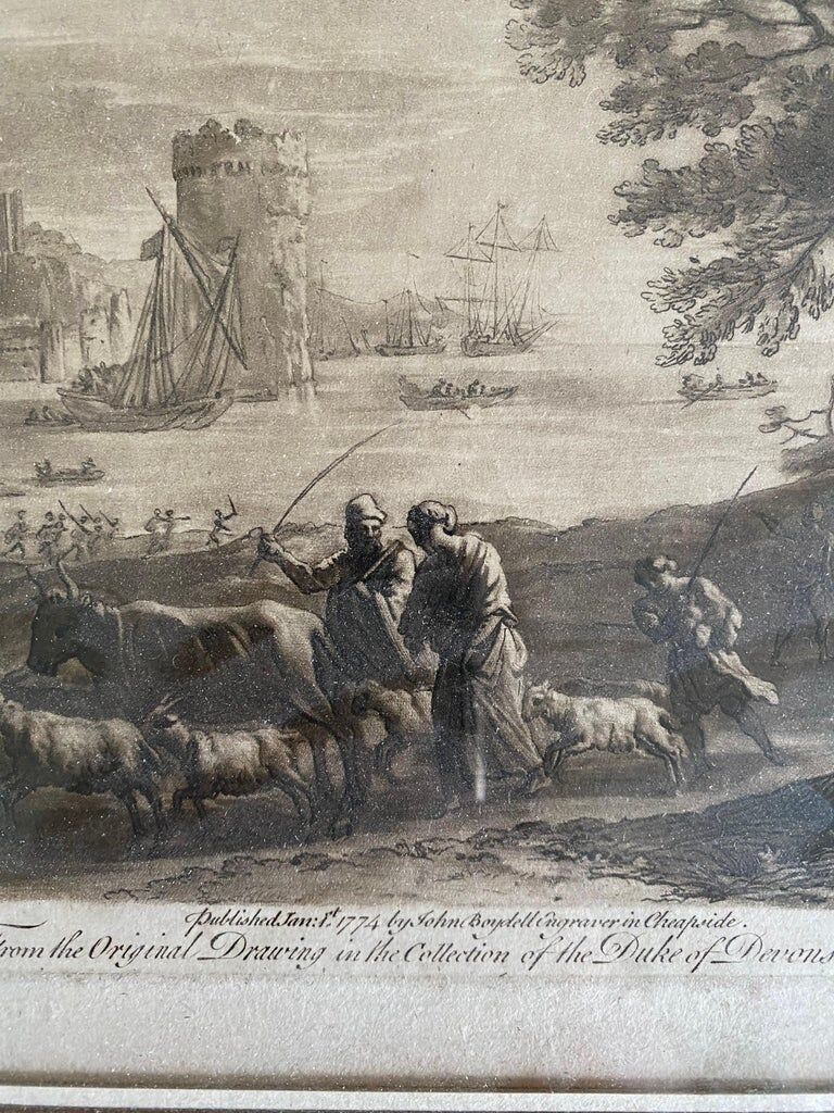 After claude le lorrain, engraving, landscape with shepherds
