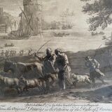 After claude le lorrain, engraving, landscape with shepherds
