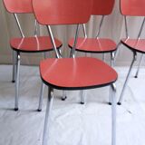 Set of 4 red formica chairs