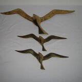 Ensemble de décoration murale 3 x mouette hirondelle oiseau laiton 80 / 90 s