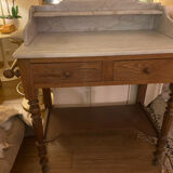 Bathroom cabinet in oak and antique marble