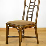 Series of 6 bamboo chairs & fabric 1980