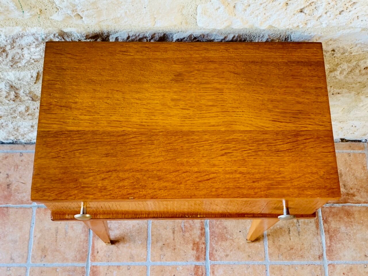 Vintage bedside table on compass legs, 1950 ́s