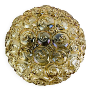 Applique verre Bubble ambré style Helena Tynell, modèle escargot. 60’s
