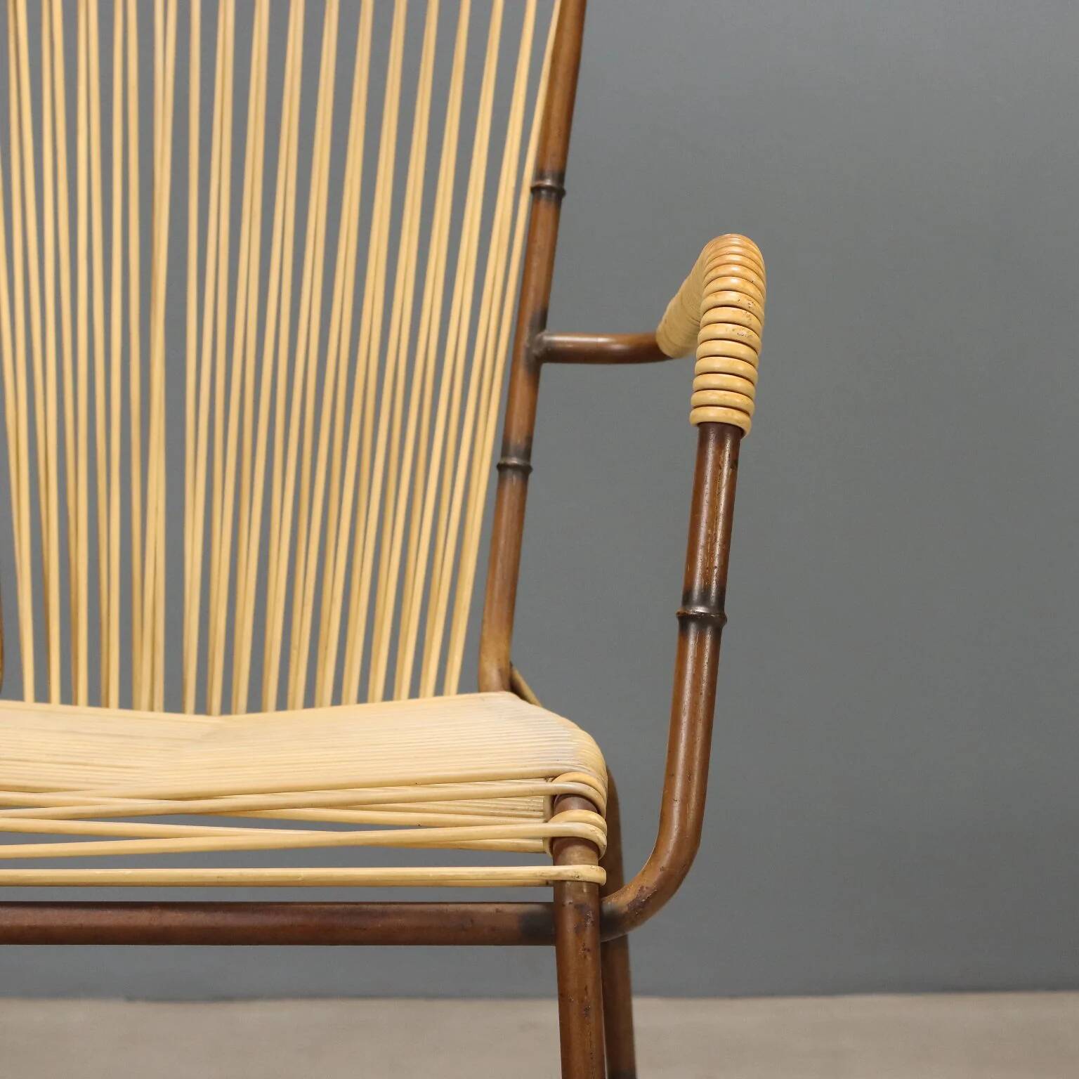 Metal and synthetic rope chairs