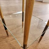 Glass and brass table. 1960. Neo-classic side table.