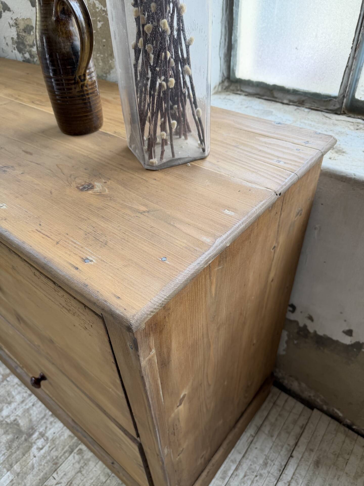 1950s pine workshop furniture 175cm