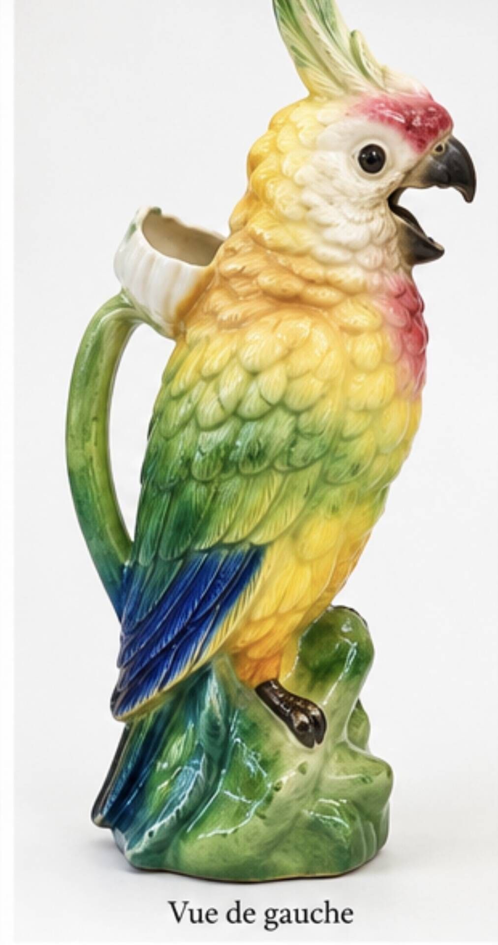 Pair of vintage ceramic cockatoo parrots – 40 cm