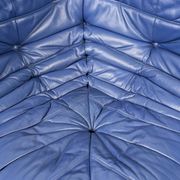 Michel Ducaroy Ligne Roset Blue Leather Togo Corner Sofa France 1980s