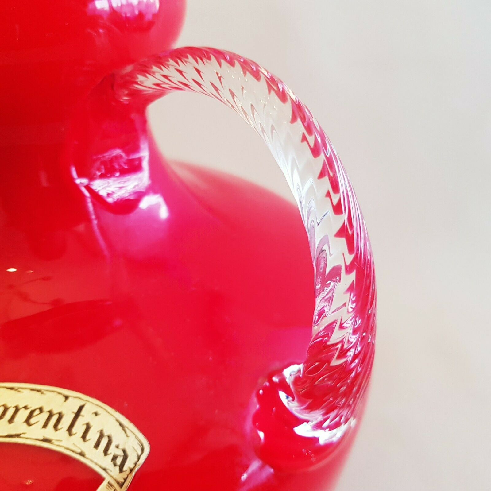 Opalina Fiorentina pitcher in blown red opaline