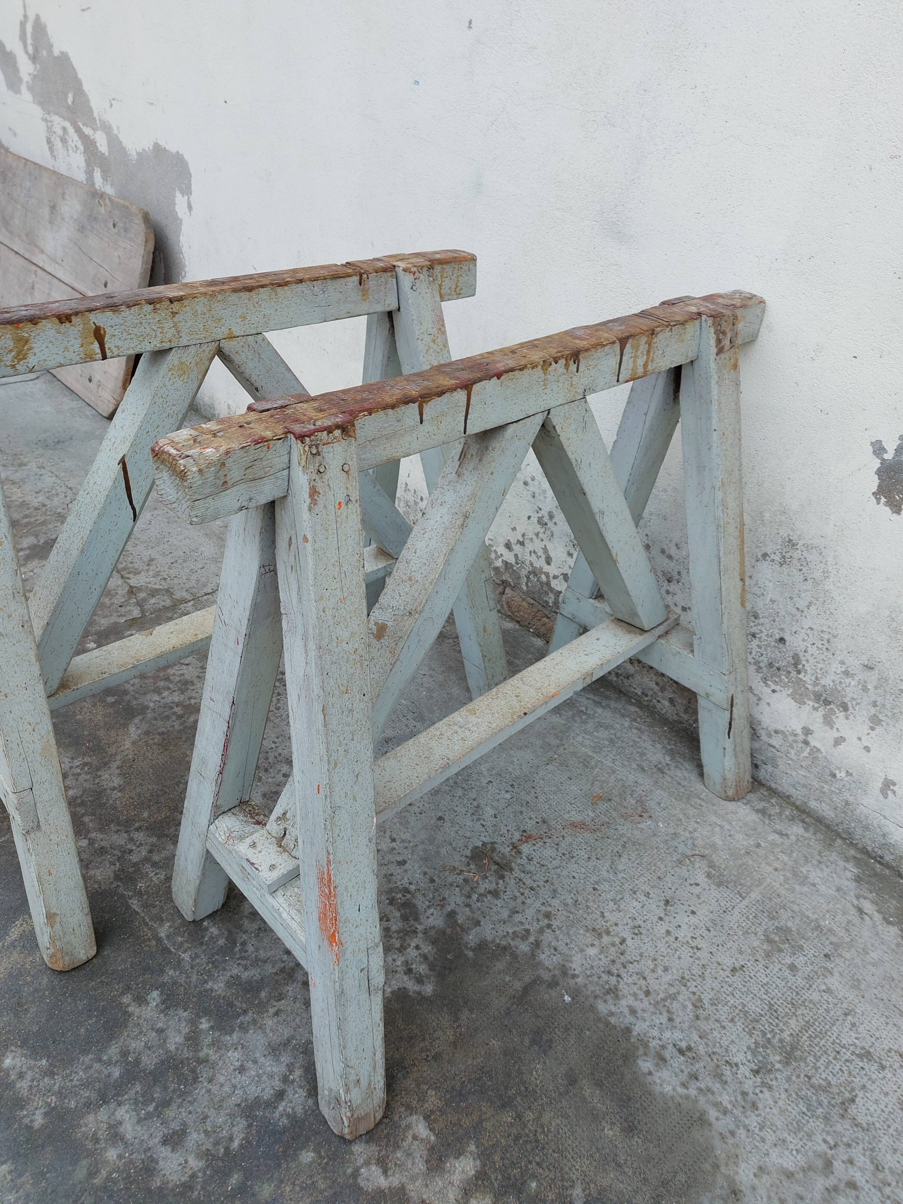 Workshop table in old wood 1950 -3m50