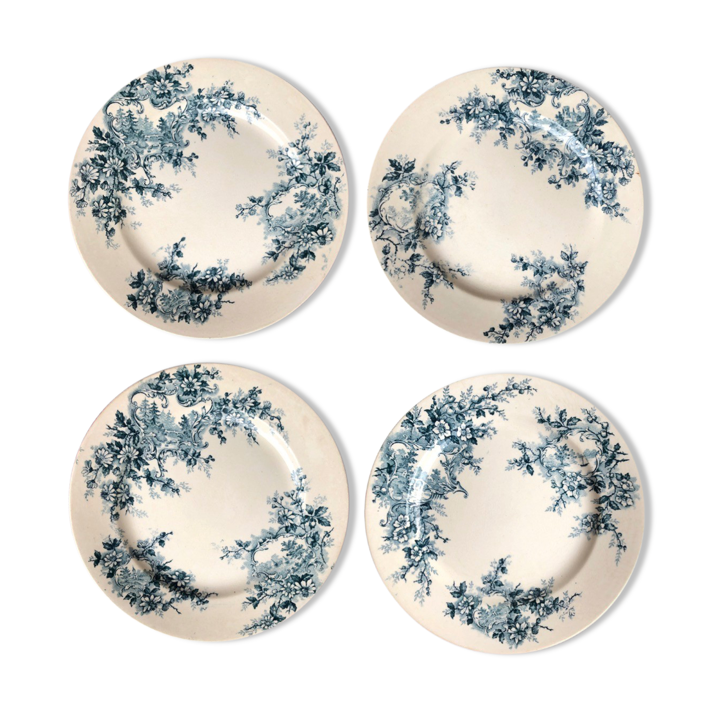 Lot of 4 flat plates in Iron Land Boulenger Choisy the Model King POMPADOUR