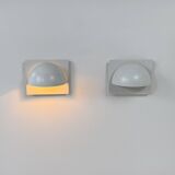 Pair of vintage Louis Poulsen wall lights, matte white lacquered metal, Sweden, 1980.