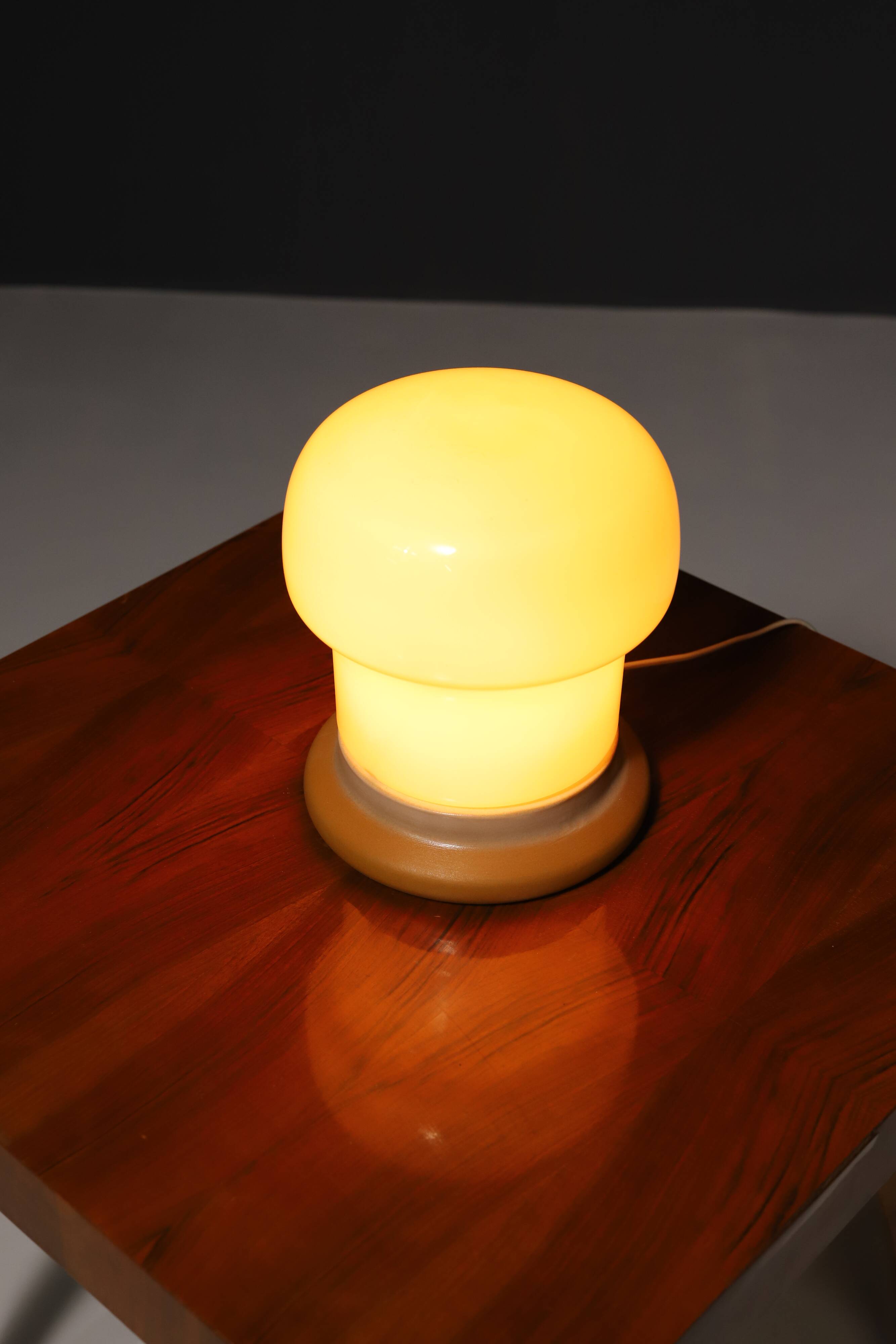 Opal glass mushroom table lamp, designed by Karel Volf, 1970´s, Czechoslovakia