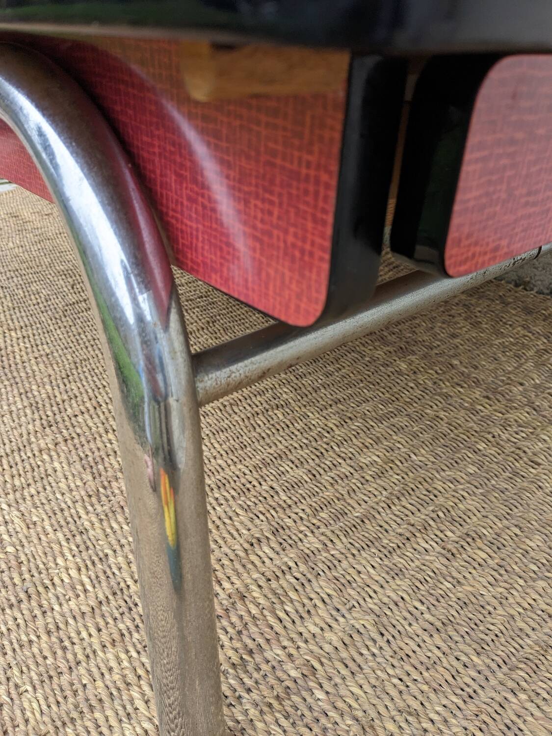 Red formica coffee table