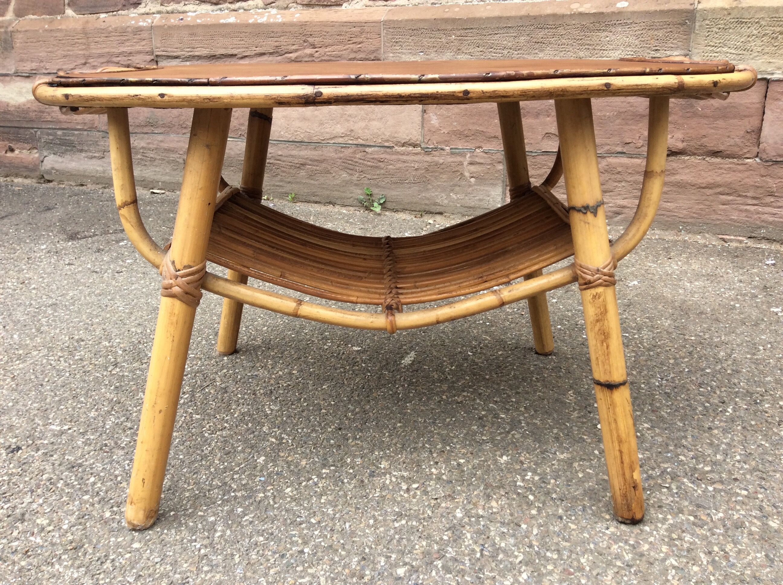 Rattan and bamboo coffee table 1960