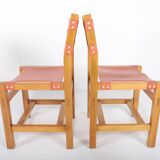 Set of 6 chairs in elm and leather Maison Regain edition