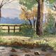 Oil on panel Landscape at the watercourse