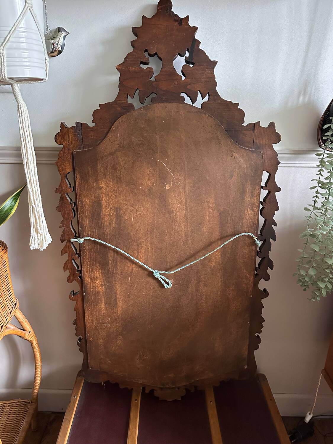Vintage carved wooden mirror 110x58