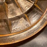 cut on vintage pedestal in tinted crystalline glass signed Vercapel