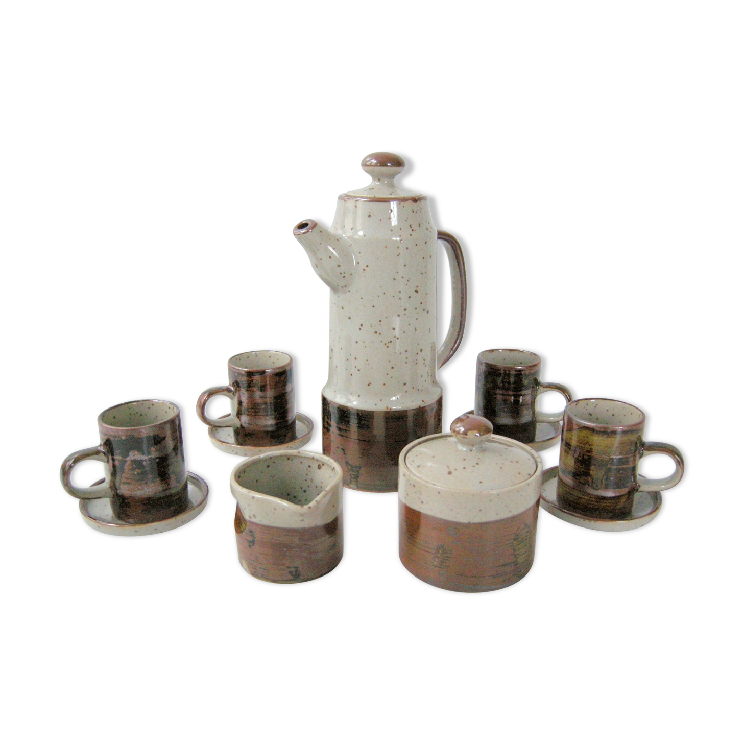 Vintage coffee service 1970 peasant sandstone Japan