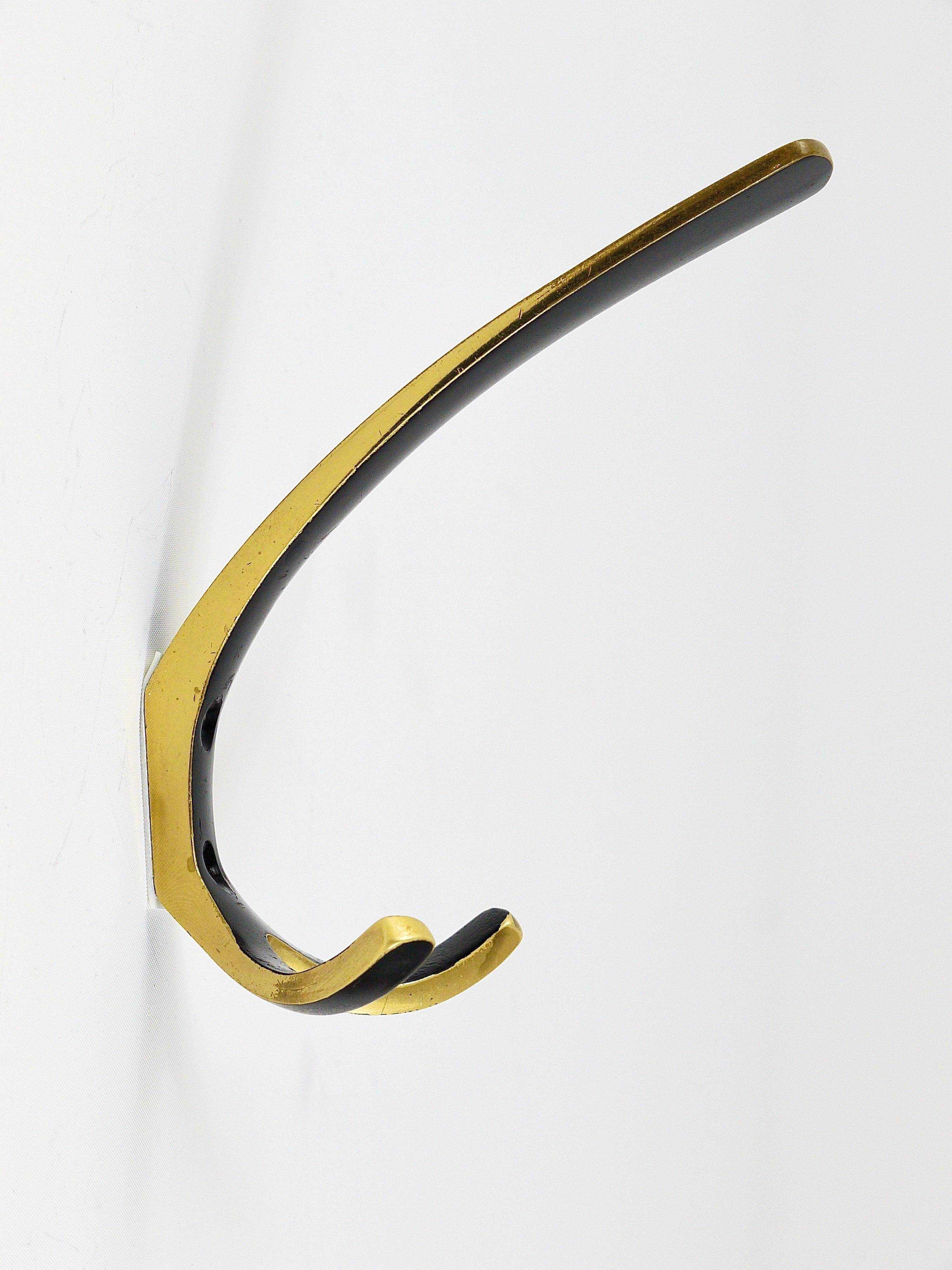 Up to 2 double wall hooks in brass from the mid-century by Herta Baller, Austria, 1950s.