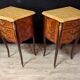 Louis XV style commode with marquetry and its pair of bedside tables.