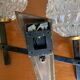 Vintage brass double wall lamp and diamond glass globe