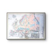 Europe and its reliefs, original map printed in 1879.