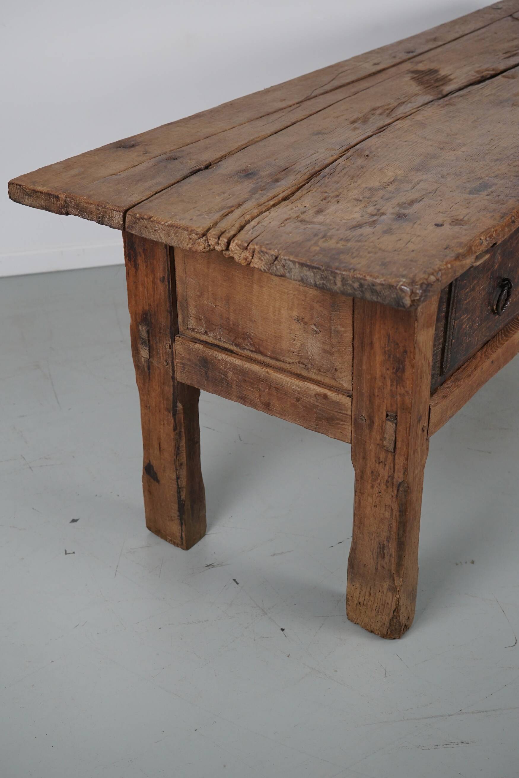 Antique Spanish Rustic Farmhouse Chestnut Side Table / Console, 18th Century