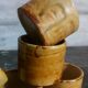 Six espresso cups in vintage sandstone