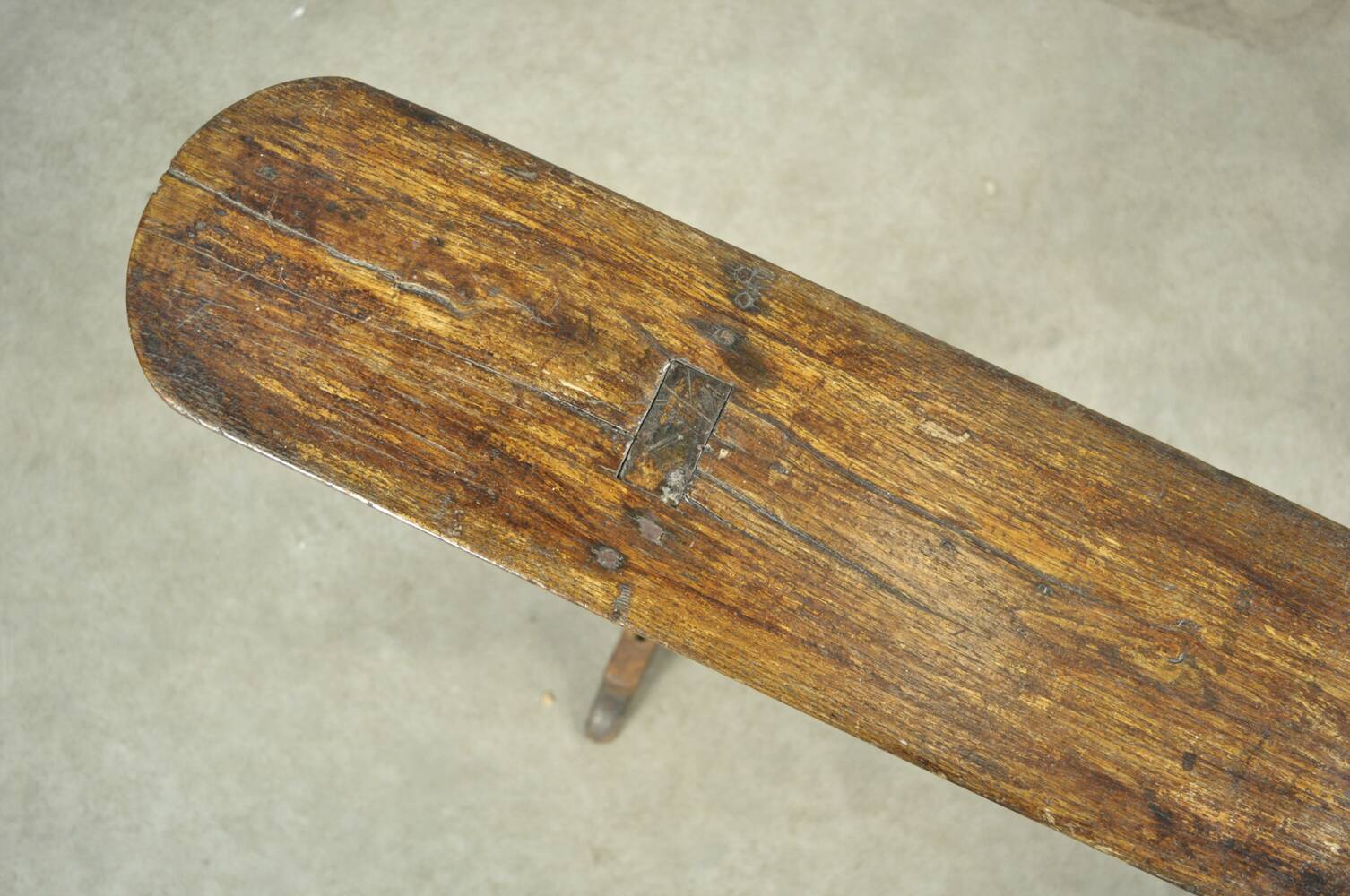 HANDMADE antique wooden French farmhouse bench, 1930s