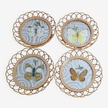 Sous-verres rotin et papillons