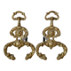 Pair of brass andirons, lion head
