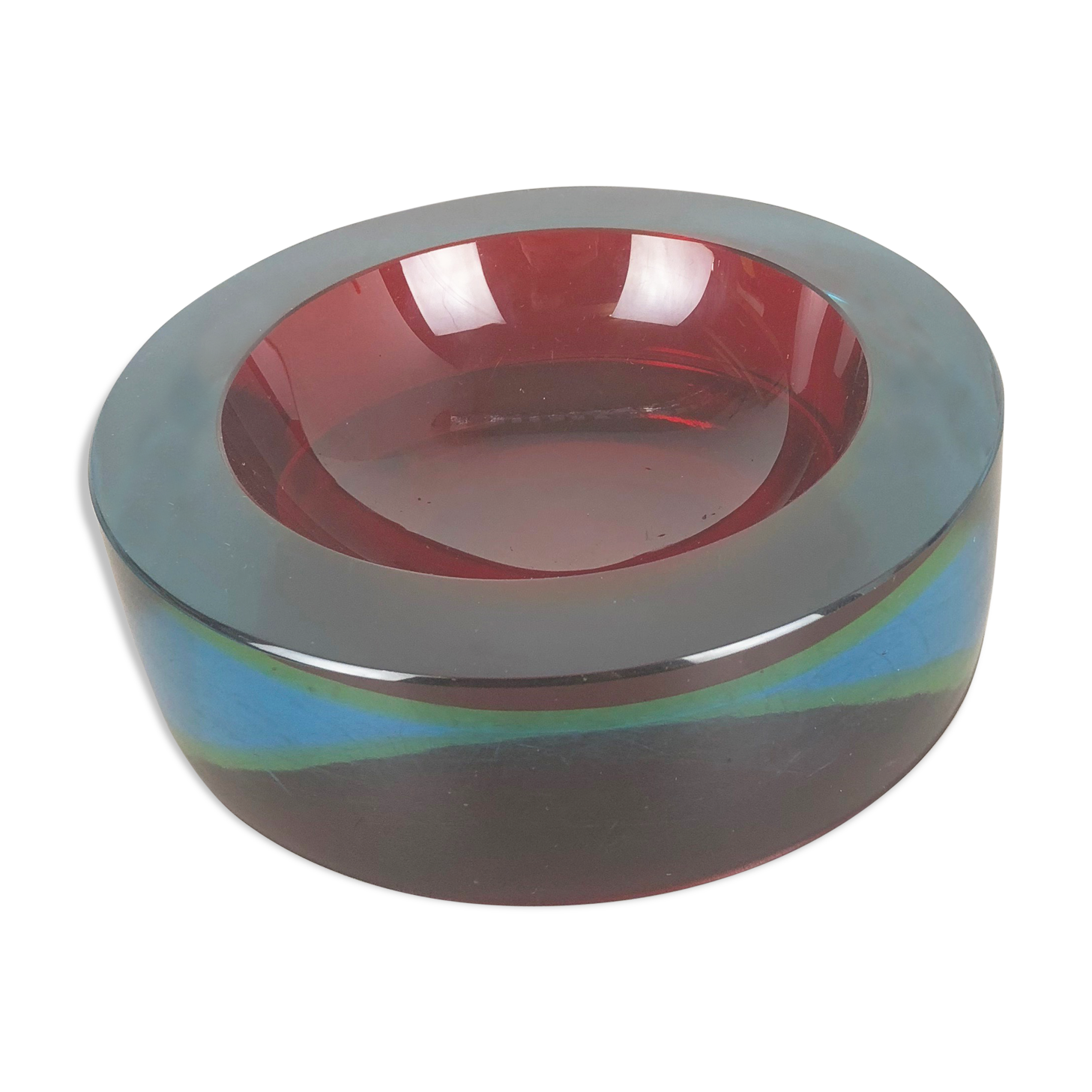 Rare Extra Large Sommerso Bowl Murano Vetri Glass by Cenedese, Italy, 1970s