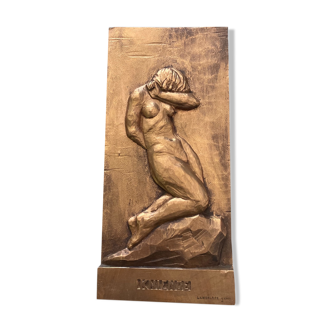 Bas relief en bois doré "kniende" par Jean Lensalade