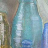 Pastel drawing of jars and bottles