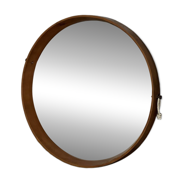 Mirror - Teak - Wooden structure with brass - Vintage Italian design - 1960s