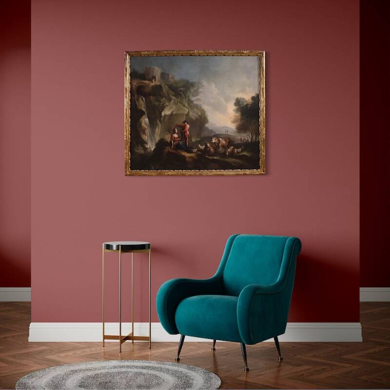 Great 18th century Italian painting, landscape with pastoral scene