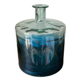 Large blue glass Dame Jeanne vase H45cm