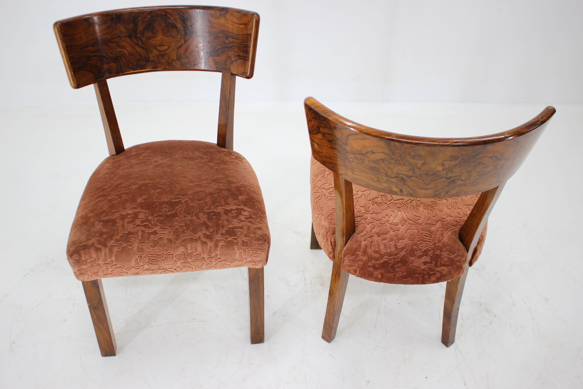 1930s art deco dining chairs in walnut, czechoslovakia