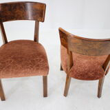 1930s art deco dining chairs in walnut, czechoslovakia